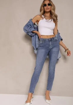 Niebieskie Bawełniane Jeansy Typu Skinny Rivmoi