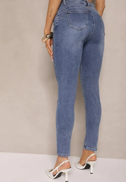 Niebieskie Bawełniane Jeansy Typu Skinny Rivmoi