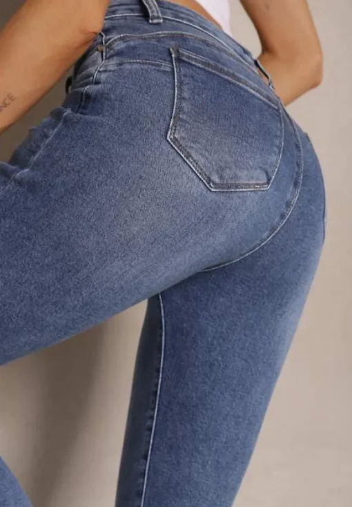 Niebieskie Bawełniane Jeansy Typu Skinny Rivmoi