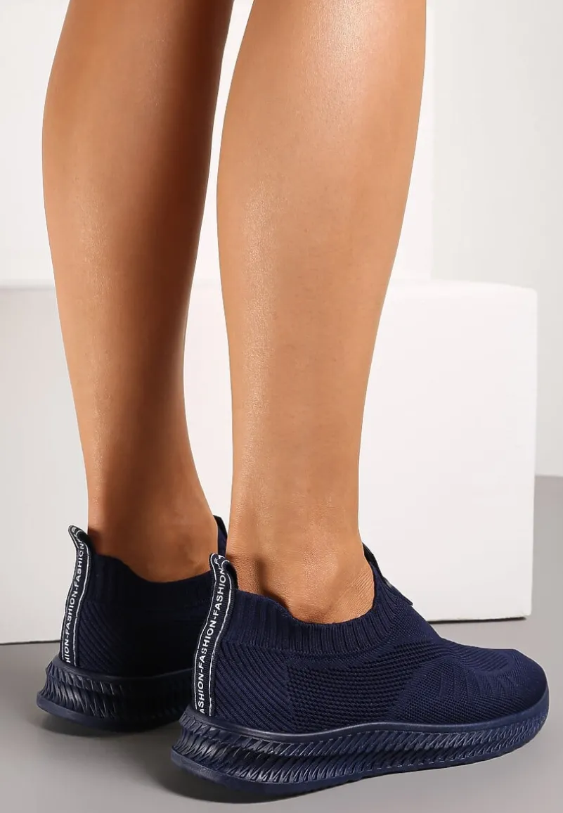 Niebieskie Buty Sportowe ze Skarpetkową Cholewką Pinke