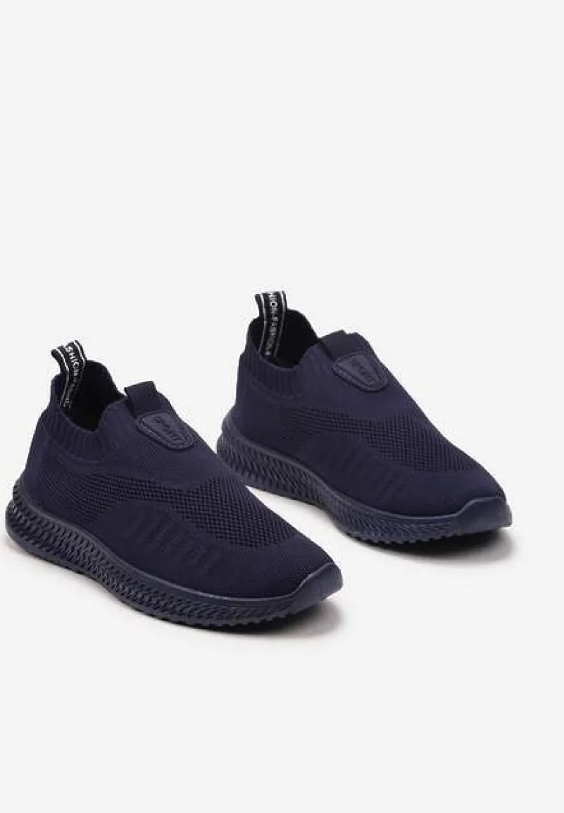 Niebieskie Buty Sportowe ze Skarpetkową Cholewką Pinke