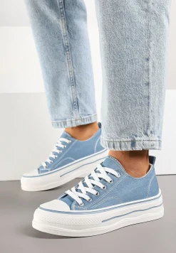 Niebieskie Casualowe Trampki na Niskiej Platformie Natirinne
