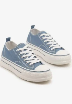 Niebieskie Casualowe Trampki na Niskiej Platformie Natirinne