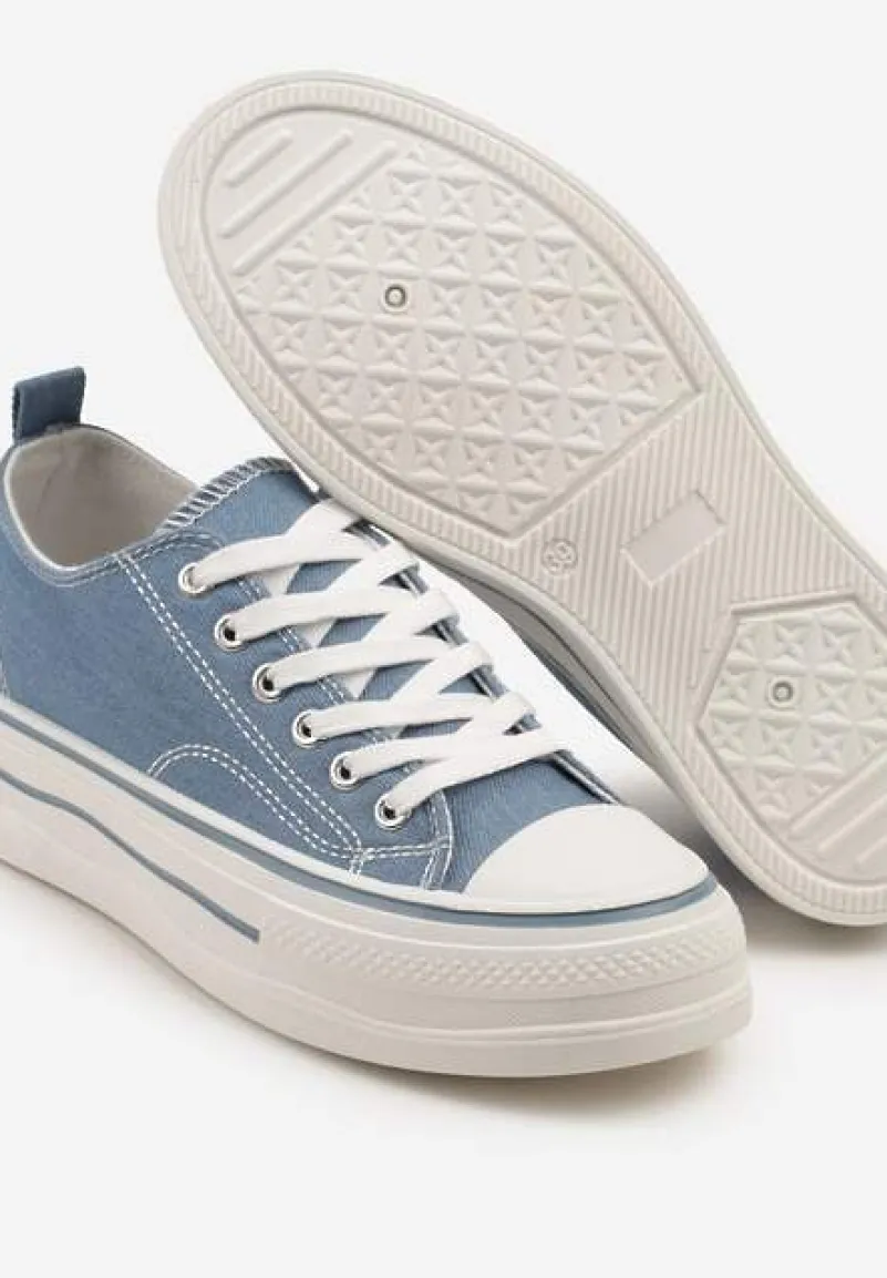 Niebieskie Casualowe Trampki na Niskiej Platformie Natirinne