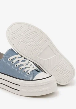 Niebieskie Casualowe Trampki na Platformie pod Kostkę Ravamis