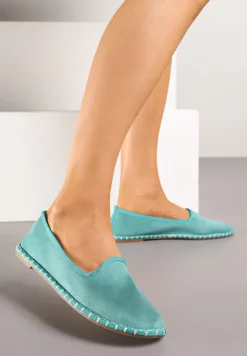 Niebieskie Espadryle Balerinki z Przeszyciami Firalissea