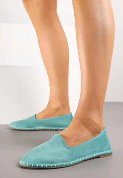 Niebieskie Espadryle Balerinki z Przeszyciami Firalissea