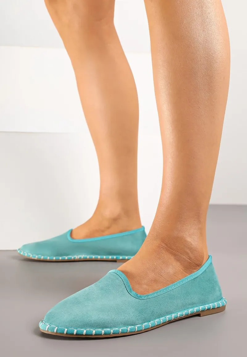 Niebieskie Espadryle Balerinki z Przeszyciami Firalissea