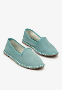 Niebieskie Espadryle Balerinki z Przeszyciami Firalissea