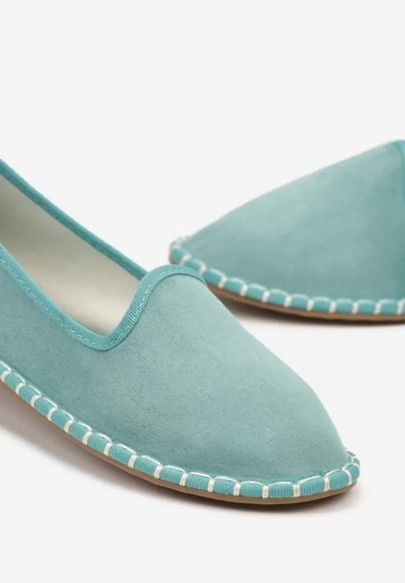 Niebieskie Espadryle Balerinki z Przeszyciami Firalissea