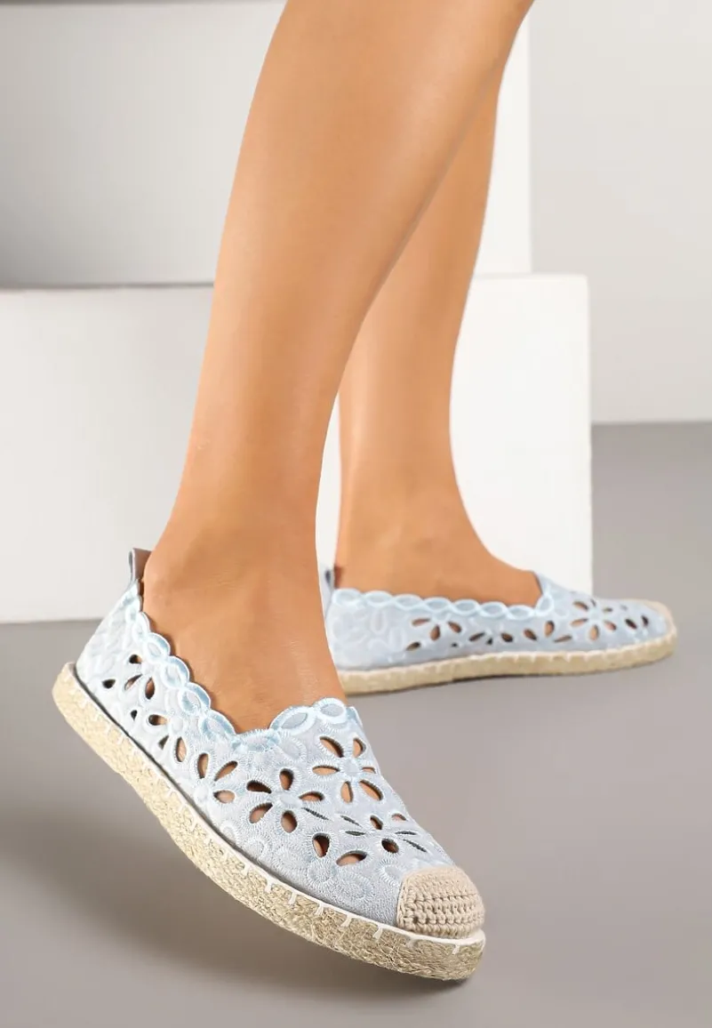 Niebieskie Espadryle Vices Ozdobione Ażurowym Wzorem i Ozdobną Plecionką Arivosa