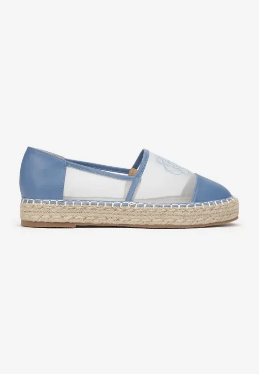 Niebieskie Espadryle z Cholewką z Siatki na Podeszwie ze Sznurka Chenthe