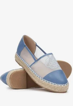 Niebieskie Espadryle z Cholewką z Siatki na Podeszwie ze Sznurka Chenthe