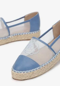 Niebieskie Espadryle z Cholewką z Siatki na Podeszwie ze Sznurka Chenthe