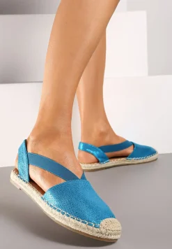 Niebieskie Espadryle z Ekoskóry na Płaskiej Podeszwie Cecilas