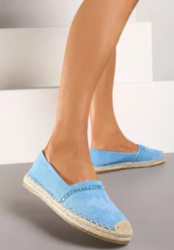 Niebieskie Espadryle z Plecionym Noskiem i Podeszwą Effielle