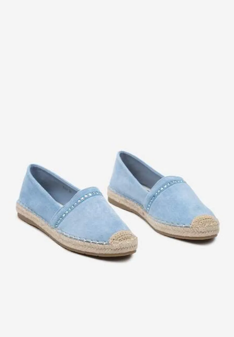 Niebieskie Espadryle z Plecionym Noskiem i Podeszwą Effielle
