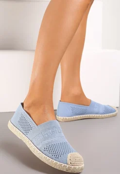Niebieskie Espadryle z Plecioną Cholewką przed Kostkę Mokosa