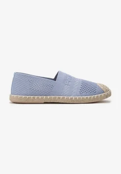 Niebieskie Espadryle z Plecioną Cholewką przed Kostkę Mokosa