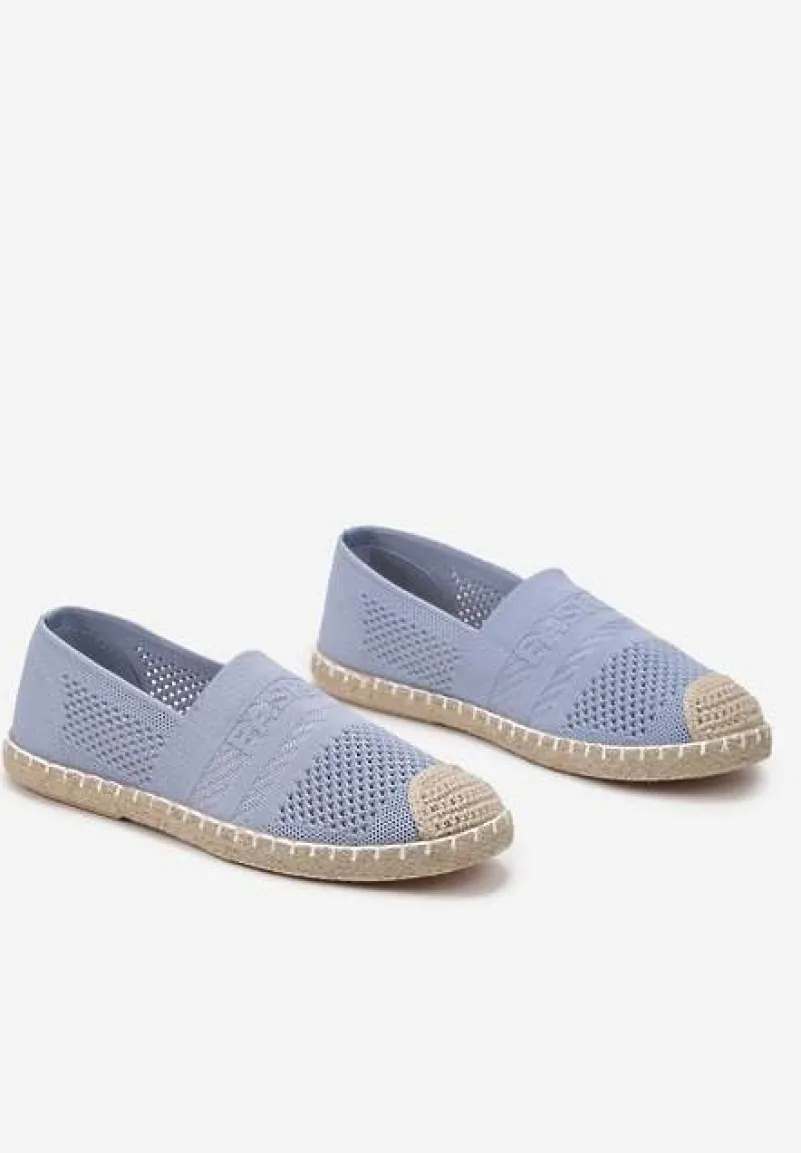 Niebieskie Espadryle z Plecioną Cholewką przed Kostkę Mokosa
