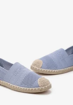 Niebieskie Espadryle z Plecioną Cholewką przed Kostkę Mokosa