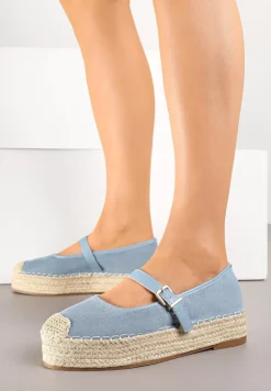 Niebieskie Espadryle z Plecionką i Paskiem Fevolise