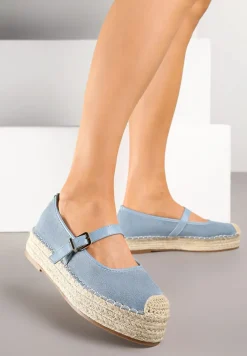 Niebieskie Espadryle z Plecionką i Paskiem Fevolise