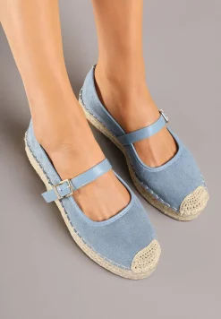 Niebieskie Espadryle z Plecionką i Paskiem Fevolise