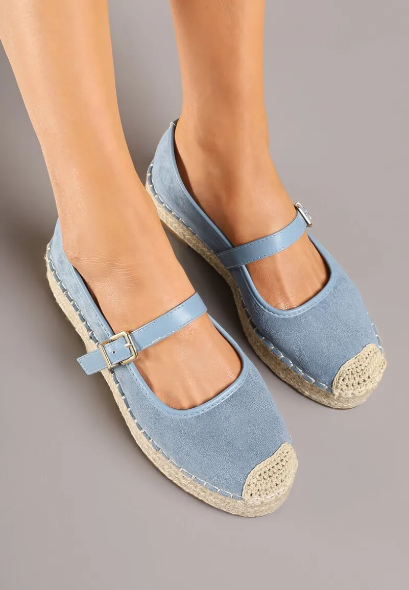 Niebieskie Espadryle z Plecionką i Paskiem Fevolise
