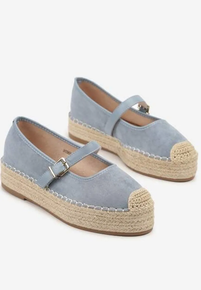 Niebieskie Espadryle z Plecionką i Paskiem Fevolise