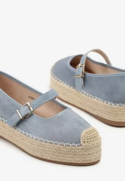 Niebieskie Espadryle z Plecionką i Paskiem Fevolise