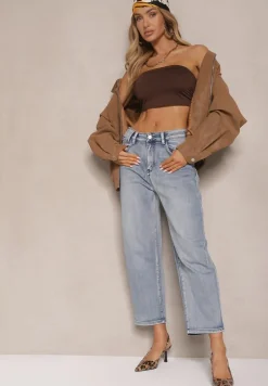 Niebieskie Jeansy High Waist Mom Fit Zolseli