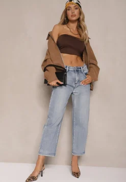 Niebieskie Jeansy High Waist Mom Fit Zolseli