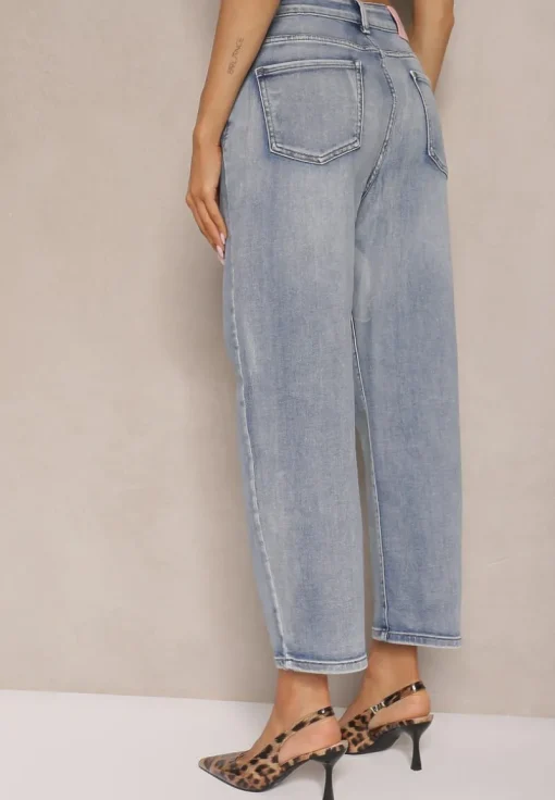 Niebieskie Jeansy High Waist Mom Fit Zolseli