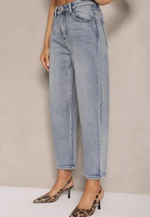 Niebieskie Jeansy High Waist Mom Fit Zolseli