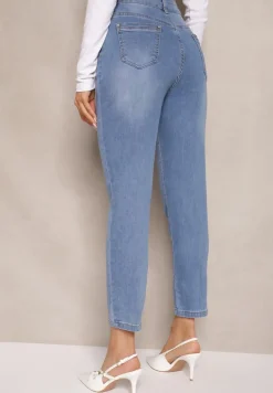 Niebieskie Jeansy Mom Fit Regular Waist Natises