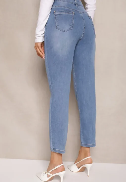 Niebieskie Jeansy Mom Fit Regular Waist Natises