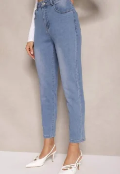 Niebieskie Jeansy Mom Fit Regular Waist Natises