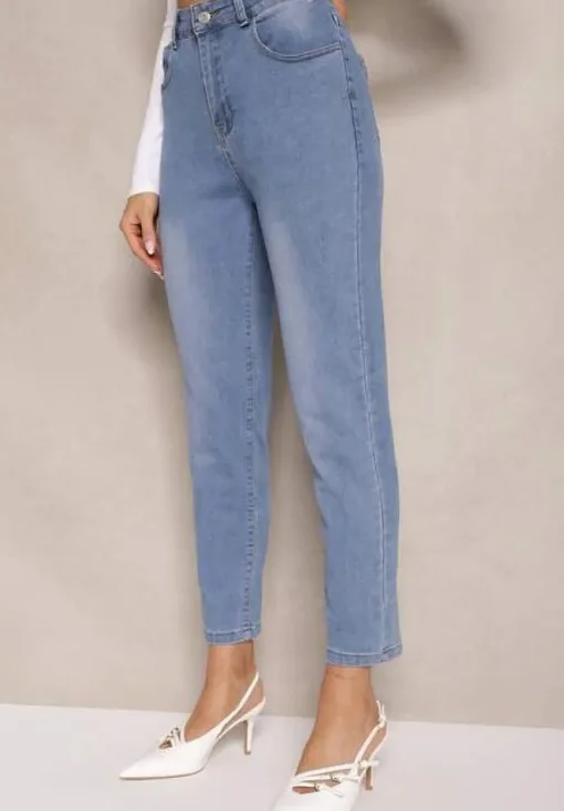 Niebieskie Jeansy Mom Fit Regular Waist Natises