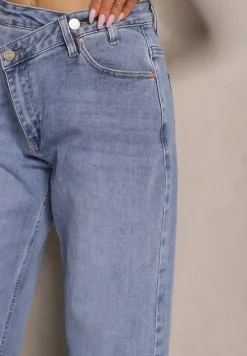 Niebieskie Jeansy Regular Waist z Szeroką Nogawką Tenophea