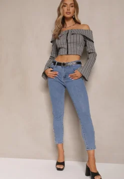 Niebieskie Jeansy Skinny High Waist Seporie