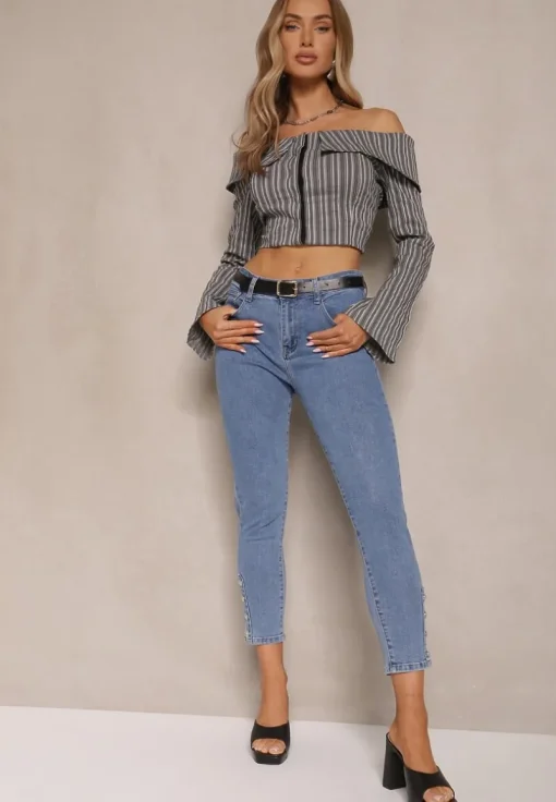 Niebieskie Jeansy Skinny High Waist Seporie