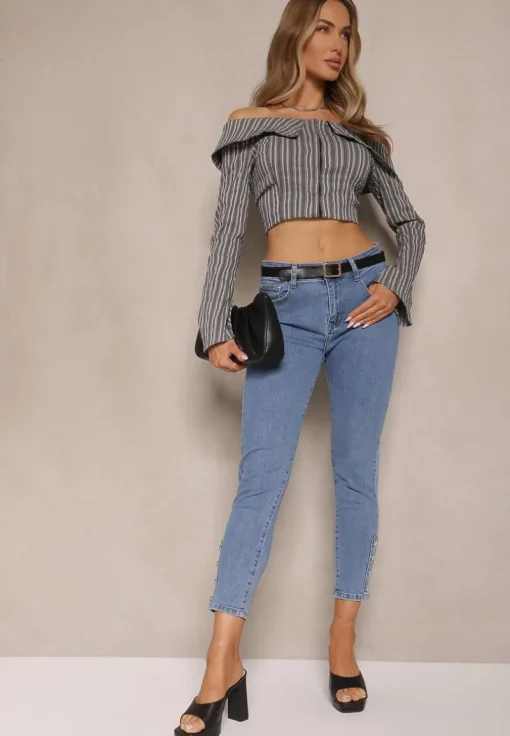 Niebieskie Jeansy Skinny High Waist Seporie