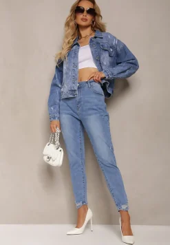 Niebieskie Jeansy Skinny Ozdobione Przedarciami Anacisua