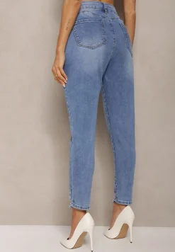 Niebieskie Jeansy Skinny Ozdobione Przedarciami Anacisua
