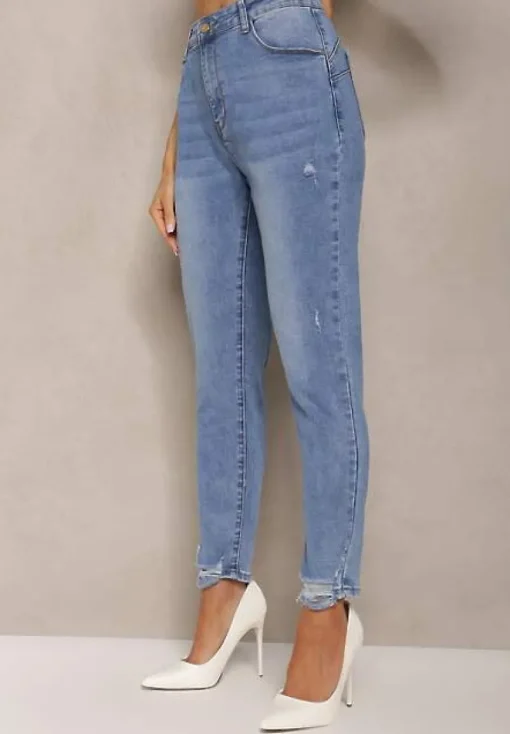 Niebieskie Jeansy Skinny Ozdobione Przedarciami Anacisua