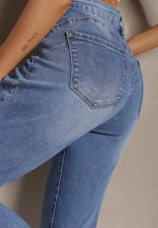 Niebieskie Jeansy Skinny Ozdobione Przedarciami Anacisua