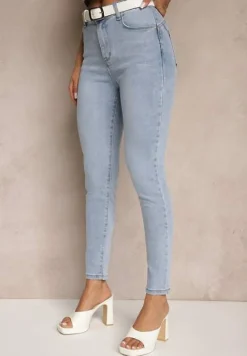 Niebieskie Jeansy Skinny Push Up Regular Waist Nenoria