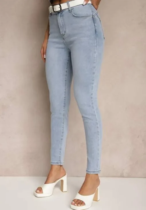 Niebieskie Jeansy Skinny Push Up Regular Waist Nenoria