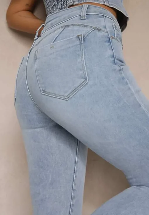 Niebieskie Jeansy Skinny Push Up Regular Waist Nenoria